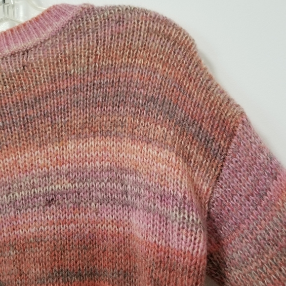 Something Navy Pink Striped Sweater Crew Neck Wool Blend Size Medium - Picture 10 of 12